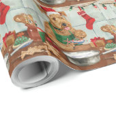 Airedale Terrier Vakantie Bakken: Feestelijke Kers Cadeaupapier (Rol Hoek)