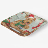 Airedale Terrier Vakantie Bakken: Feestelijke Kers Papieren Bordje (Gebogen)