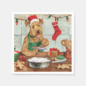 Airedale Terrier Vakantie Bakken: Feestelijke Kers Servet (Voorkant)