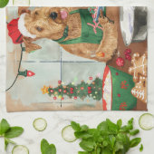 Airedale Terrier Vakantie Bakken: Feestelijke Kers Theedoek (Gevouwen)