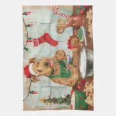 Airedale Terrier Vakantie Bakken: Feestelijke Kers Theedoek (Verticaal)