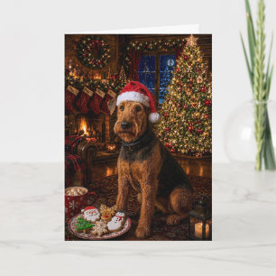 Airedale Terrier Vakantie Feestdagen Kaart