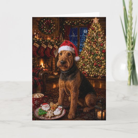 Airedale Terrier Vakantie Feestdagen Kaart (Voorkant)