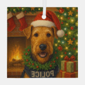 Airedale Terrier Vakantie  Glas Ornament (Achterkant)