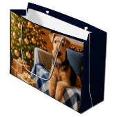 Airedale Terrier Vakantie Groot Cadeauzakje (Voorkant Gekanteld)