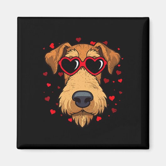 Airedale Terrier Valentijn Hart Schattigee Hondenl Magneet (Voorkant)