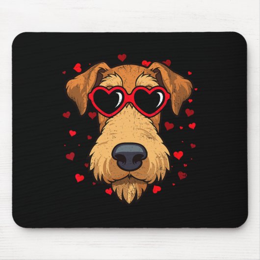 Airedale Terrier Valentijn Hart Schattigee Hondenl Muismat (Voorkant)