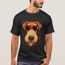 Airedale Terrier Valentijn Hart Schattigee Hondenl T-shirt