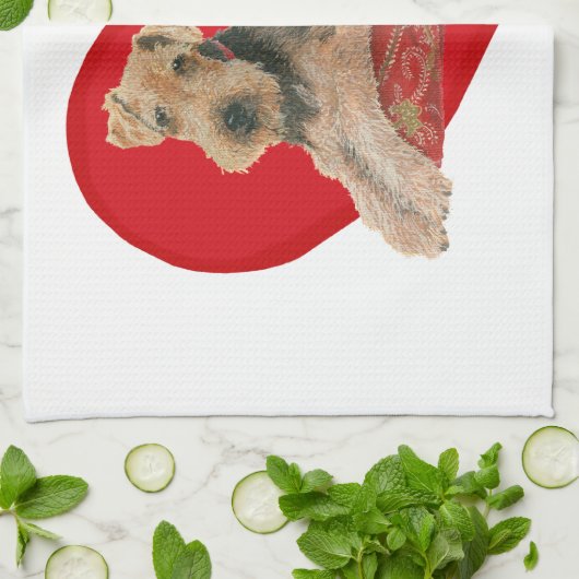 Airedale Terrier Valentijn Theedoek (Gevouwen)