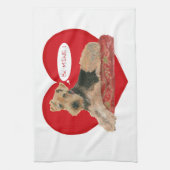 Airedale Terrier Valentijn Theedoek (Verticaal)