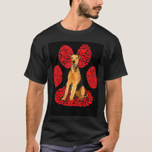 Airedale Terrier Valentijnsdag Dog Love Paw T-shirt