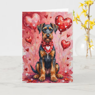 Airedale Terrier Valentijnsdag Hond met Hartjes Kaart