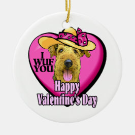 Airedale Terrier Valentijnsdag Keramisch Ornament