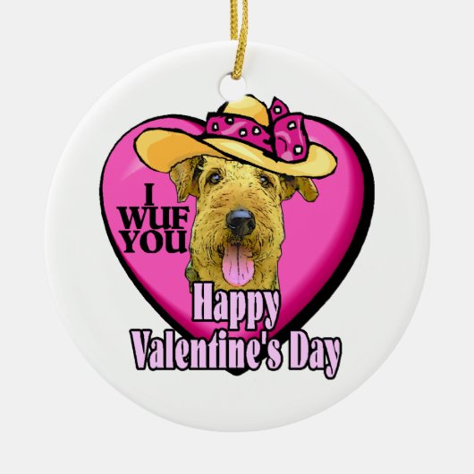 Airedale Terrier Valentijnsdag Keramisch Ornament (Voorkant)