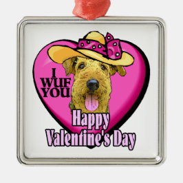 Airedale Terrier Valentijnsdag Metalen Ornament
