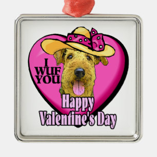 Airedale Terrier Valentijnsdag Metalen Ornament