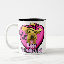 Airedale Terrier Valentijnsdag Tweekleurige Koffiemok
