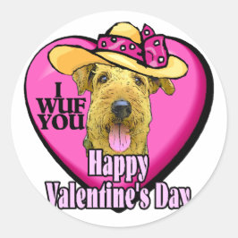 Airedale Terrier Valentijnse Gifts Ronde Sticker