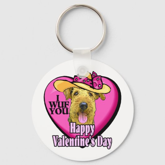Airedale Terrier Valentijnse Gifts Sleutelhanger (Voorkant)