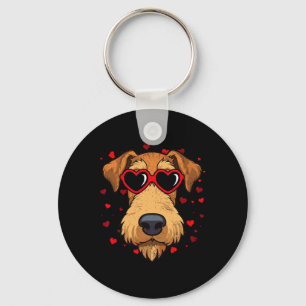 Airedale Terrier Valentijnshart Schattige Hondenli Sleutelhanger