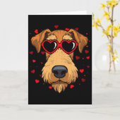 Airedale Terrier Valentine Heart Cute Dog Lovers  Kaart (Gele Bloem)