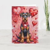 Airedale Terrier Valentine’s Day Dog with Hearts Kaart (Voorkant)