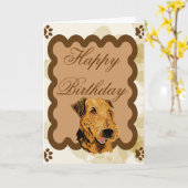 Airedale Terrier ~ Verjaardag Tan Leaves Kaart (Gele Bloem)