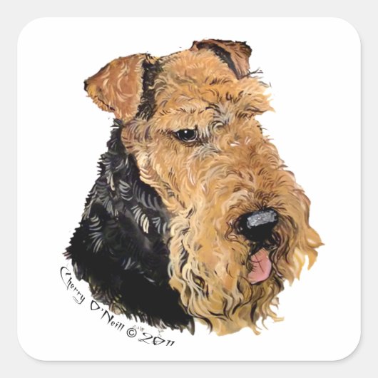 Airedale Terrier Vierkante Sticker (Voorkant)