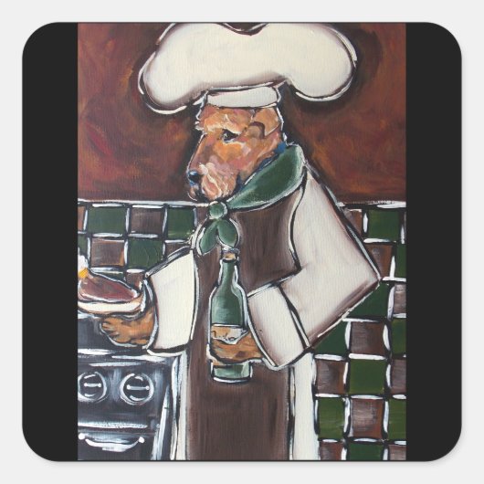 AIREDALE TERRIËR VIERKANTE STICKER (Voorkant)