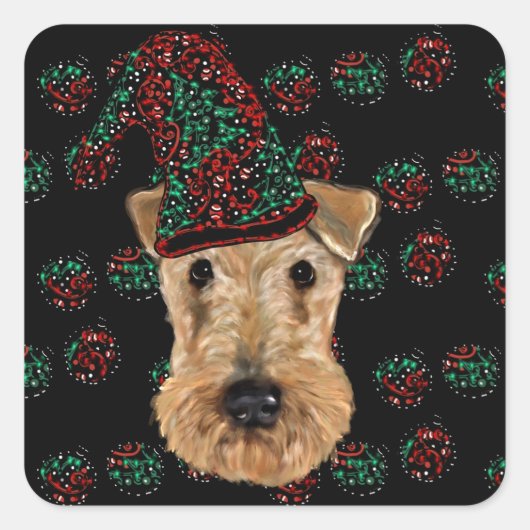 AIREDALE TERRIËR VIERKANTE STICKER (Voorkant)