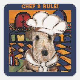 AIREDALE TERRIER VIERKANTE STICKER