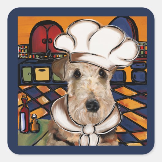 Airedale Terrier Vierkante Sticker (Voorkant)