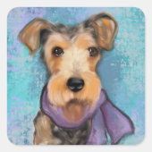 Airedale Terrier Vierkante Sticker (Voorkant)