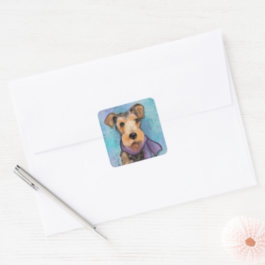 Airedale Terrier Vierkante Sticker (Envelop)