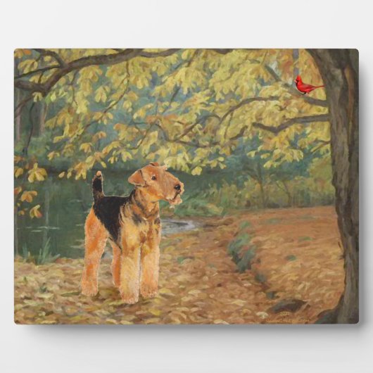 Airedale Terrier Vogelen kijken Fotoplaat (Voorkant)