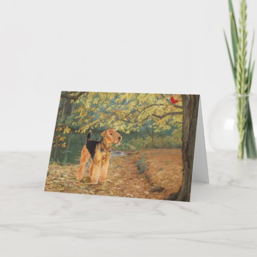 Airedale Terrier Vogels Kijken Kaart (Voorkant)