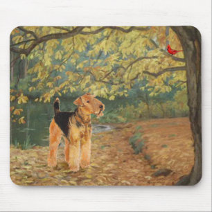 Airedale Terrier Vogels Kijken Muismat