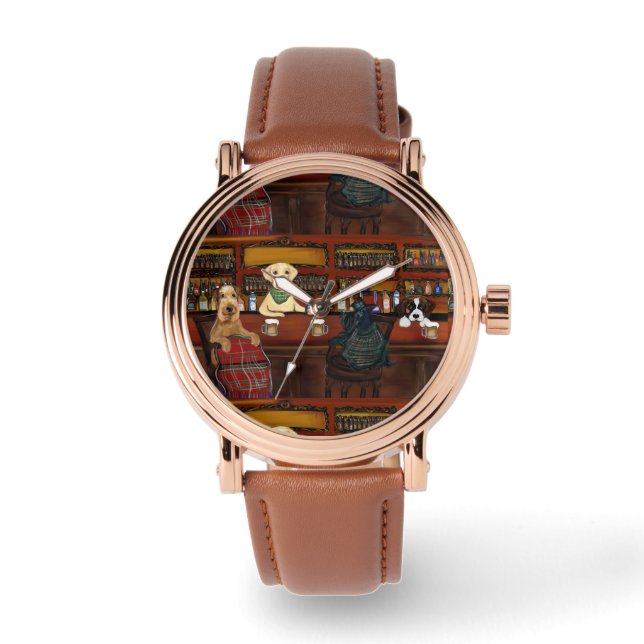 AIREDALE TERRIËR  & VRIENDEN       HORLOGE (Voorkant)