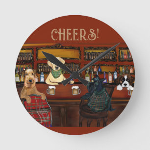 AIREDALE TERRIËR  & VRIENDEN       RONDE KLOK