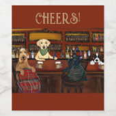 AIREDALE TERRIËR  & VRIENDEN       WIJN ETIKET (Enkel label)