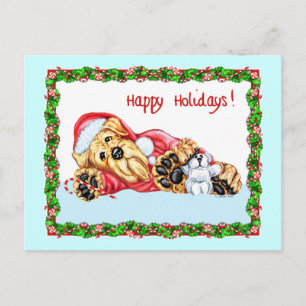 Airedale Terrier Wacht op Kerstman Feestdagenkaart