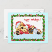 Airedale Terrier wacht op Santa Feestdagenkaart (Voorkant / Achterkant)