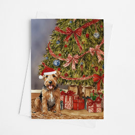 Airedale Terrier Waterverf onder de kerstboom Kaart