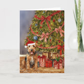 Airedale Terrier Waterverf onder de kerstboom Kaart (Voorkant)