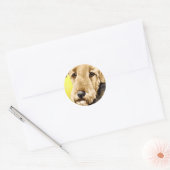 Airedale Terrier Waterverf Portret Ronde Sticker (Envelop)