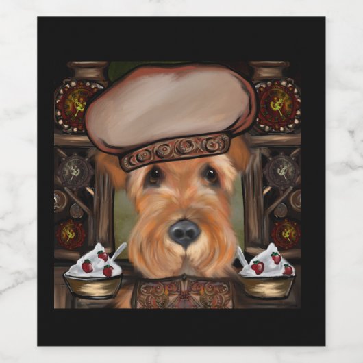 AIREDALE TERRIER WIJN ETIKET (Enkel label)