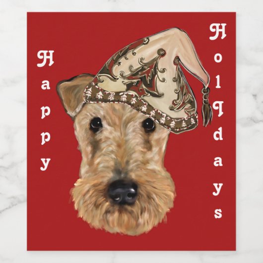 AIREDALE TERRIER WIJN ETIKET (Enkel label)