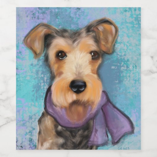 Airedale Terrier Wijn Etiket (Enkel label)