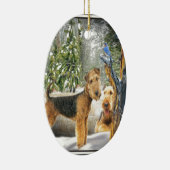 Airedale Terrier Winter Day-geschenken Keramisch Ornament (Rechts)