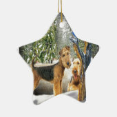 Airedale Terrier Winter Day-geschenken Keramisch Ornament (Rechts)